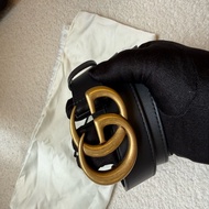 Gucci古馳雙G金扣皮帶 尺寸75cm 材質：頭層牛皮 寬3cm