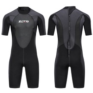 1ชุด3Mm ผู้ชายแขนสั้น Patchwork Wetsuit One-Piece Neoprene Zip ชุดเปียก Spearfishing ว่ายน้ำ Urban B