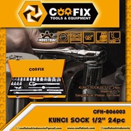 COOFIX Socket Wrench set 1/ 2 inches 24 Pcs 6 PT