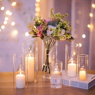 3pcs/4pcs Glass Cylinder Vases 4,6,8,10 Inch Tall Clear Flower Vase Hurricane Floating Candle Holder
