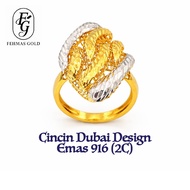 [RAYA 2026] FEHMAS 916 Gold Ring Cincin -  Dubai Design (2C) Bentuk Dubai (2C)