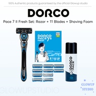 Dorco Pace 7 II Fresh Set (Razor + 11 Blades + Shaving Foam)