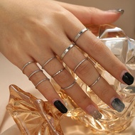 Lovelylife🔥 Set dari 10 cincin paduan busana gaya Korea untuk wanita