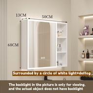 Space Aluminum Intelligent Bathroom Mirror Cabinetbathroom Beauty Mirror Cabinet Separate Storage Rackdefogging Strip Light Moisture-proof Storage Mirror