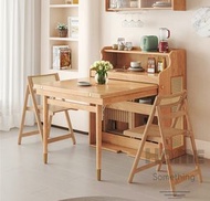 HOME Something - 北歐系列多功能伸縮折疊收納帶餐邊櫃 一體餐桌*70/83.3cm - HS08593_WD_A_D