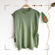 Vest Sweater Rajut Wanita Rompi Cewek Premium Bahan Rajut Warna Mint Ukuran All Size