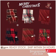 【SG SELLER】Christmas Red Plaid Scarf Winter All-Matching Scarf Women's Neck Warmer Korean Style Warm
