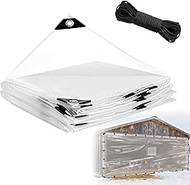 8 x 16 ft Thicken Clear Tarp Waterproof - 5 mil Anti-Tear Windproof Garden Transparent Poly Tarpauli