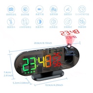 Projection Clock Alarm Clock Perpetual Calendar Time Projector Radio Double Alarm Clock with Temperature and Humidity La