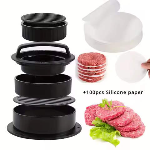 Versatile Manual Meat Press,Hamburger Patty Maker with 100P Burger Paper for BBQ Non-Stick Sliders f