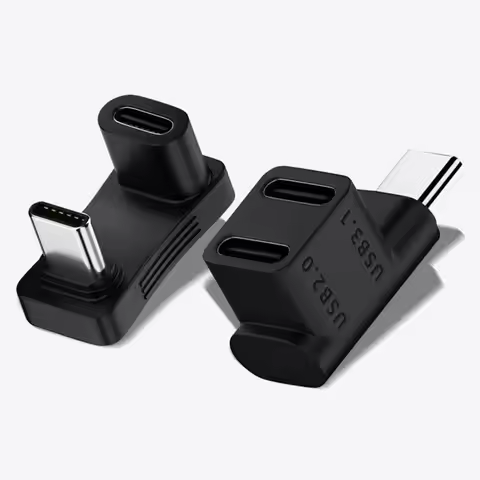 180 Degree U-shaped 100W USB 3.2 Type C Male to female 1 to 2 Adapter OTG 10Gbps Fast Data 4K Tablet