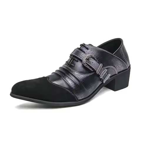 Luxury Banquet Dress Shoes Men's High Heeled Pointed Shoes Men's Formal Shoes Groom's Wedding Shoes 