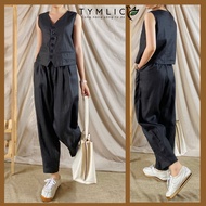 TYMLIC Premium Fashionable Black Linen Waistcoat with Bggy Pants