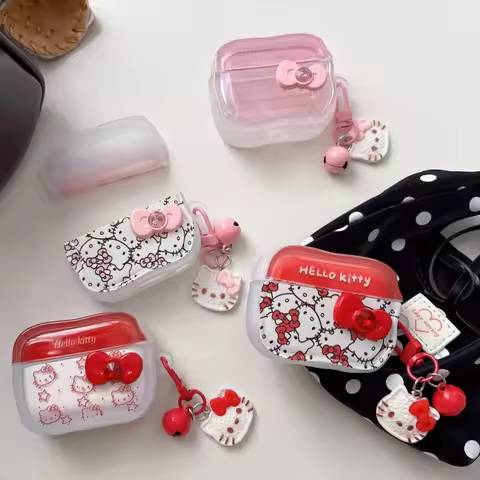 Cute Sanrio Bowknot Hello Kitty Earphone Case For Apple Airpods 2 3 4 Pro2 Pro 3 Bluetooth Headset P
