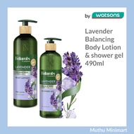 NATURALS BY WATSONS Lavender Balancing Body Lotion & Shower Gel Body Shampoo Body Wash 490ml