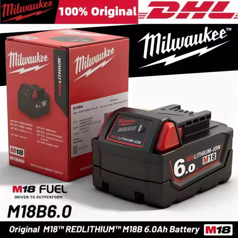 Original M18 Milwaukee Battery 6000mAh M18B6 Suitable for Milwaukee Power Tools Rechargeable Lithium