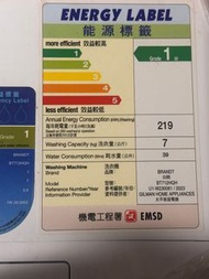 Brandt 白朗 7kg 上置洗衣機 1級能源 變頻