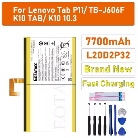 100% New Battery L20d2p32 For Lenovo Tab P11/ TB-J606F/K10 TAB/ K10 10.3 Battery + Free Tools