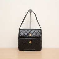 CHANEL 中古黑金羊Duma單肩包黑色4開肩背包