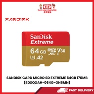 SANDISK CARD MICRO SD EXTREME 64GB 170MB (SDSQXAH-064G-GN6MN)