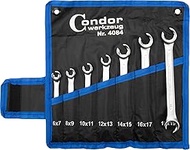 CONDOR Werkzeug 4084 Open Ring Spanner Set Cable Wrench Set 7-Piece SW 6 x 7-18 x 19 mm Chrome Vanad