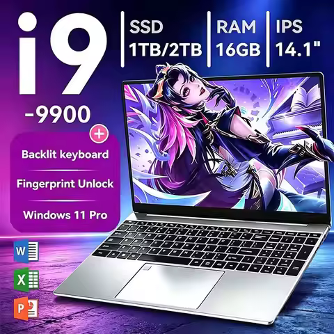 Intel Core I9 9900 Laptop Windows 11 16GB RAM 1TB SSD 4K HD Screen Portable Slim Laptops PC Gamer 14