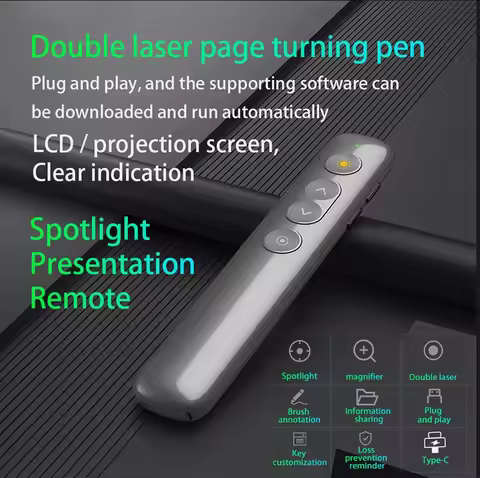 Spotlight/Magnifier/Digital Presentation Pointer,PPT PowerPointer Wireless Presenter Remote Clicker 