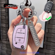 【 2buttons 】 Hyundai H1，reina，grand Starex car key case Hyundai purple key cover silver edge key bag
