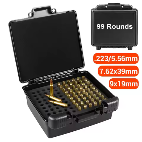 99 Rounds Ammo Storage Box 9mm 7.62mm .223 Ammunition Organizer Tactical Bullet Ammo Can Waterproof 