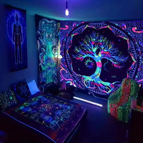 VIKAMA Aurora Tree of Life Tapestry Living Room Feature Wall Meditation Nook Spiritual Space Room De