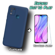 Case INFINIX HOT 10 PLAY SoftCase Premium Sandstone Case Dan Tempered