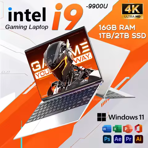 14.1 inch Potrable Laptop Computer Windows 11 Pro Intel Core i9 9900U Gaming laptops 16GB RAM 4K 1TB