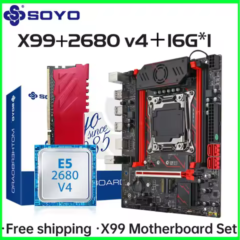 Motherboard Kit SOYO X99 C612chip Gaming with Intel Xeon E5 2680 V4 CPU DDR4 ECC 16G 2133MHz RAM M.2