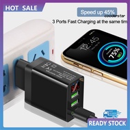 cooderstar 5V 3A Charger Head Digital Display High Compatibility ABS Portable 3-USB Charger Head for