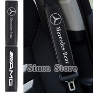2pcs Leather Car Shoulder SeatBelt Cover Interior Seat Belt Cover Accessories for Mercedes Benz AMG W204 W202 W176
