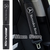 2pcs Leather Car Shoulder SeatBelt Cover Interior Seat Belt Cover Accessories for Mercedes Benz AMG 