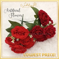 1 PCS - 5 head RED ROSES/6 head PREMIUM ROSE/ARTIFICIAL FLOWER/红玫瑰/FS1058/FS1059/BUNGA ROSE HIASAN