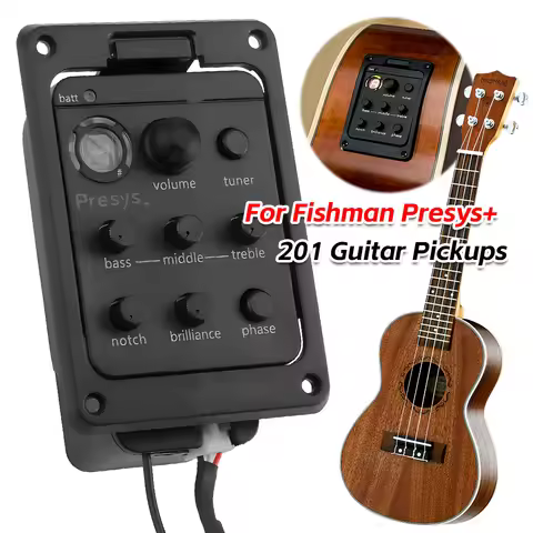 201 Guitar Pickups Onboard Preamp System 4 Band Acoustic Guitar Pickup Preamp EQ Tuner Mic Blend Pre