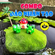 Mô hình mèo câu cá trên đảo trang trí bể cá cảnh thùng xốp decor bàn làm việc