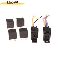 Purple Relay Socket For Car 4 Pin/5 Pin 30a 12V/24V With Wire With Terminal Automotive Control Devic
