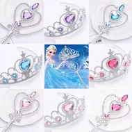 [SG Stock] Princess Jewel Tiara Crown and Magic Handheld Magic Wand Set Frozen Blue Pink Red Lavende
