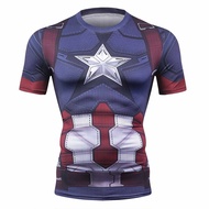 Superhero T-shirt Tight Sport Tight Men's Short Sleeve Summer Casual Fitness Shirt