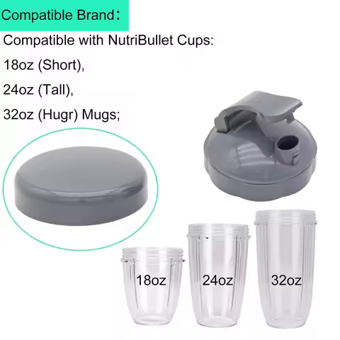 AT41Blender Cups Flat Lid and Flip Top To-Go Lid Replacement Parts Compatible for Nutribullet Blende