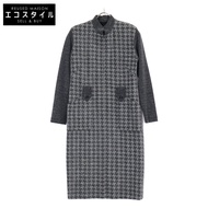 Jun Ashida Gray P09301 絲毛千鳥格提花針織連身裙，7 碼（二手）