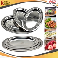 DOUBLE CIRCLE Stainless Steel Plate/Fish Plate/Oval Plate/Kitchen Utensil/ Cooking Dish