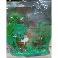Flamingo Garden With Fish Group Among The Sea Aquarium Ornament