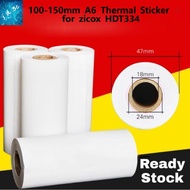 100-150mm A6 Thermal Sticker Roll,  waybill small roll for HDT334  Thermal Sticker Printer (80 Sheet)
