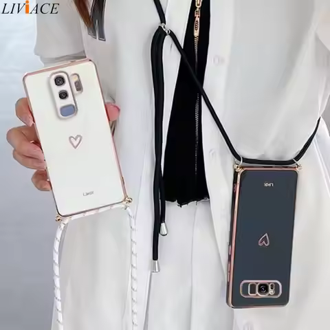 Love Heart Crossbody Lanyard Strap Case For Samsung Galaxy S9 S8 S10 Plus Note 8 9 10 Lite 20 Ultra 
