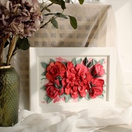 Red rose bouquet textured painting, flowers artwork, 3d painting