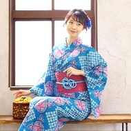 日本 和服 日本染色 棉麻 梭織 女性 浴衣 腰帶 2件組 F x93-05b